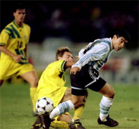 SMFC defender and former club captain Paul Wade tackles the great Diego Maradona