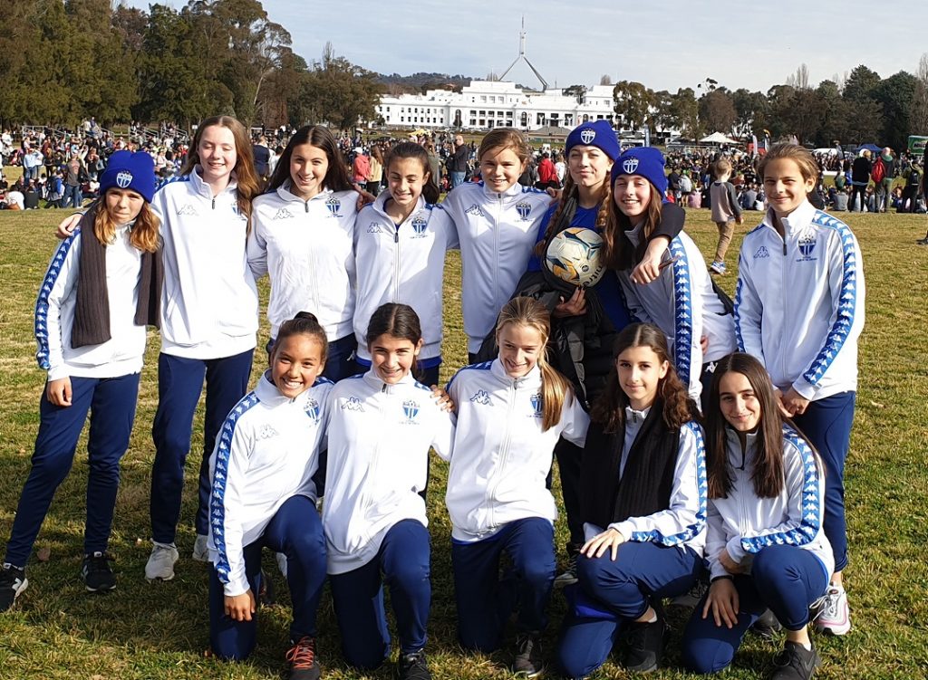 U14 girls kick-off in 2019 Kanga Cup