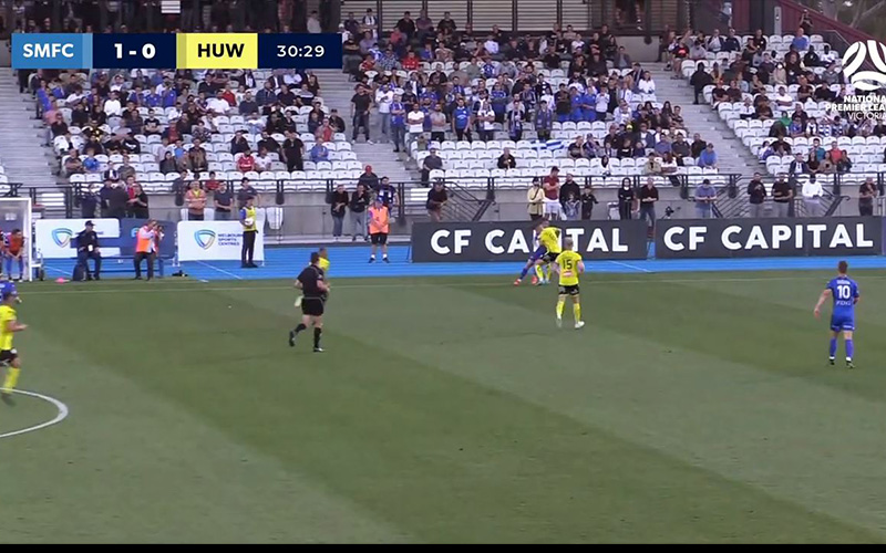 CF Capital signage in front of our loyal supporters in the Clarendon Corner at Lakeside Stadium