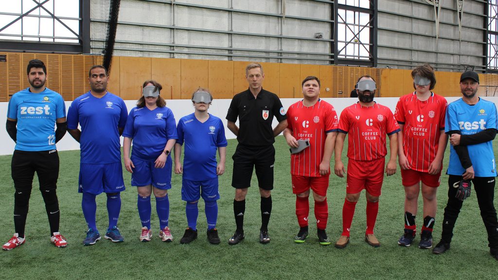 Blind football players of South Melbourne FC and Brisbane Olympic FC